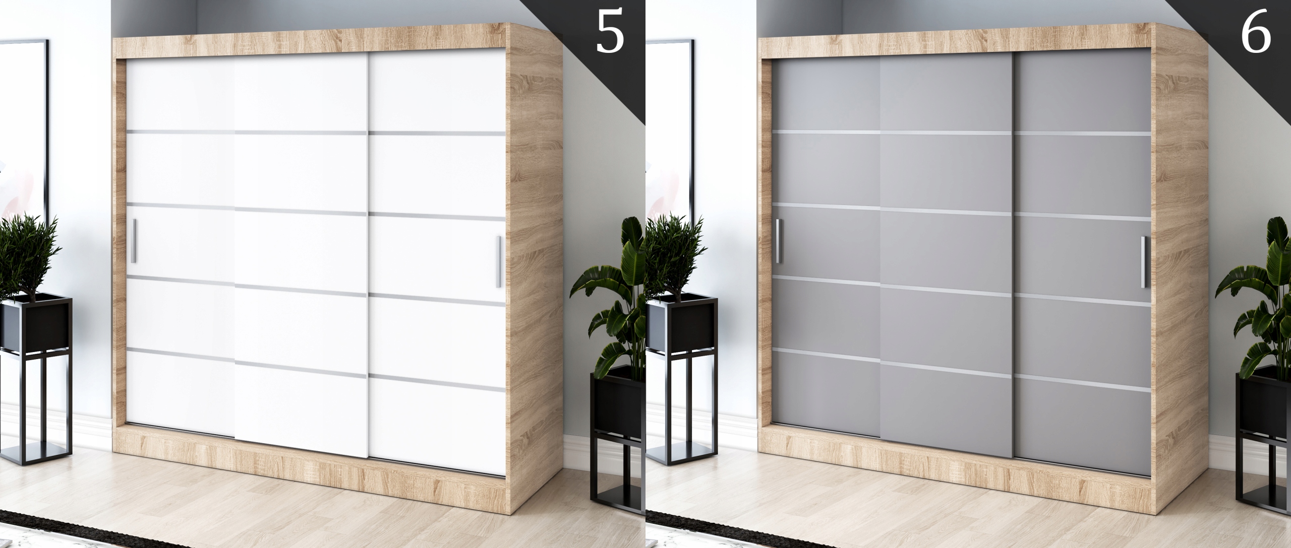 Szafa Przesuwna 200cm Biała - RÓŻNE KONFIGURACJE Kolor mebla biały