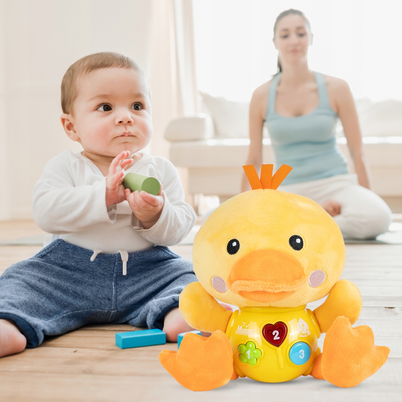 INTERAKTIVE ENTE, LICHTER, SINGT MASKOTTCHEN, PLÜSCHSPIELZEUG, SOUNDLICHT, Produktbreite 19 cm
