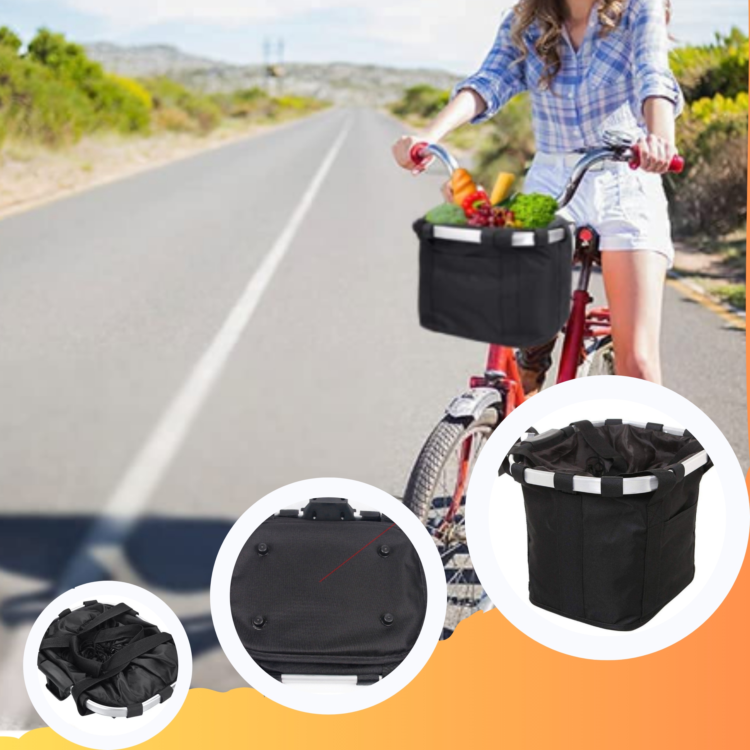 KOSZ ROWEROWY PRZEDNI CZARNY UCHWYT SAKWA TORBA Wysokość 25 cm