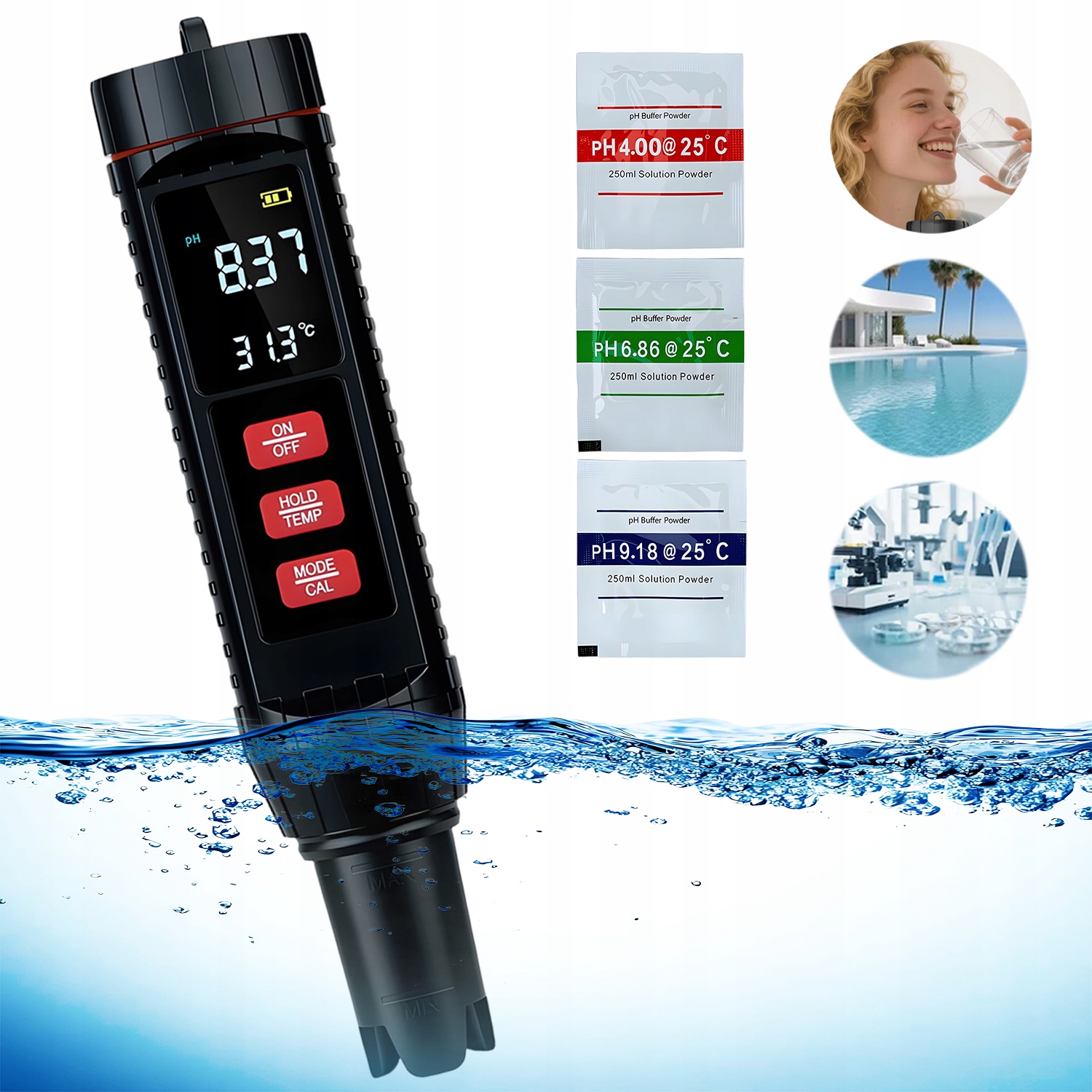 Měřič Ph, Tds/ec/slanosti/temp/ph Tester Bazénu, Digitální Měřič Ph