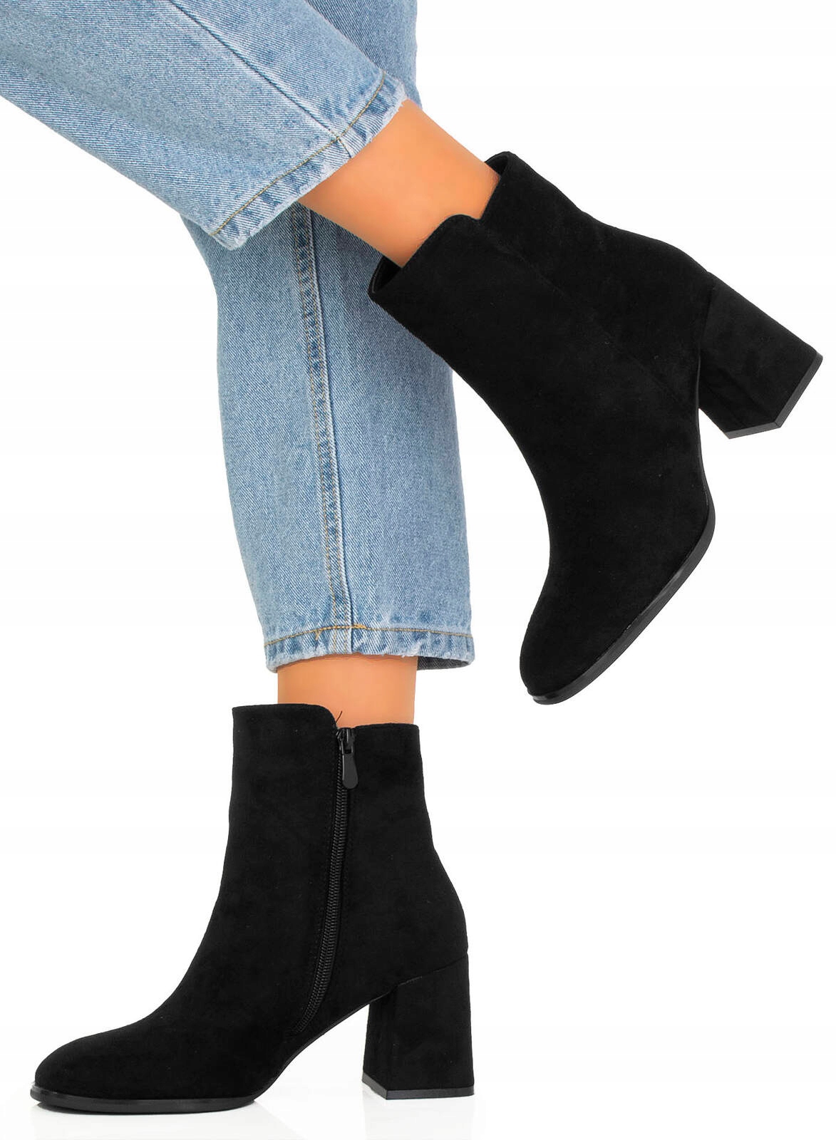 BOTKI NA SŁUPKU ZAMSZOWE CZARNE 41 Rozmiar 41