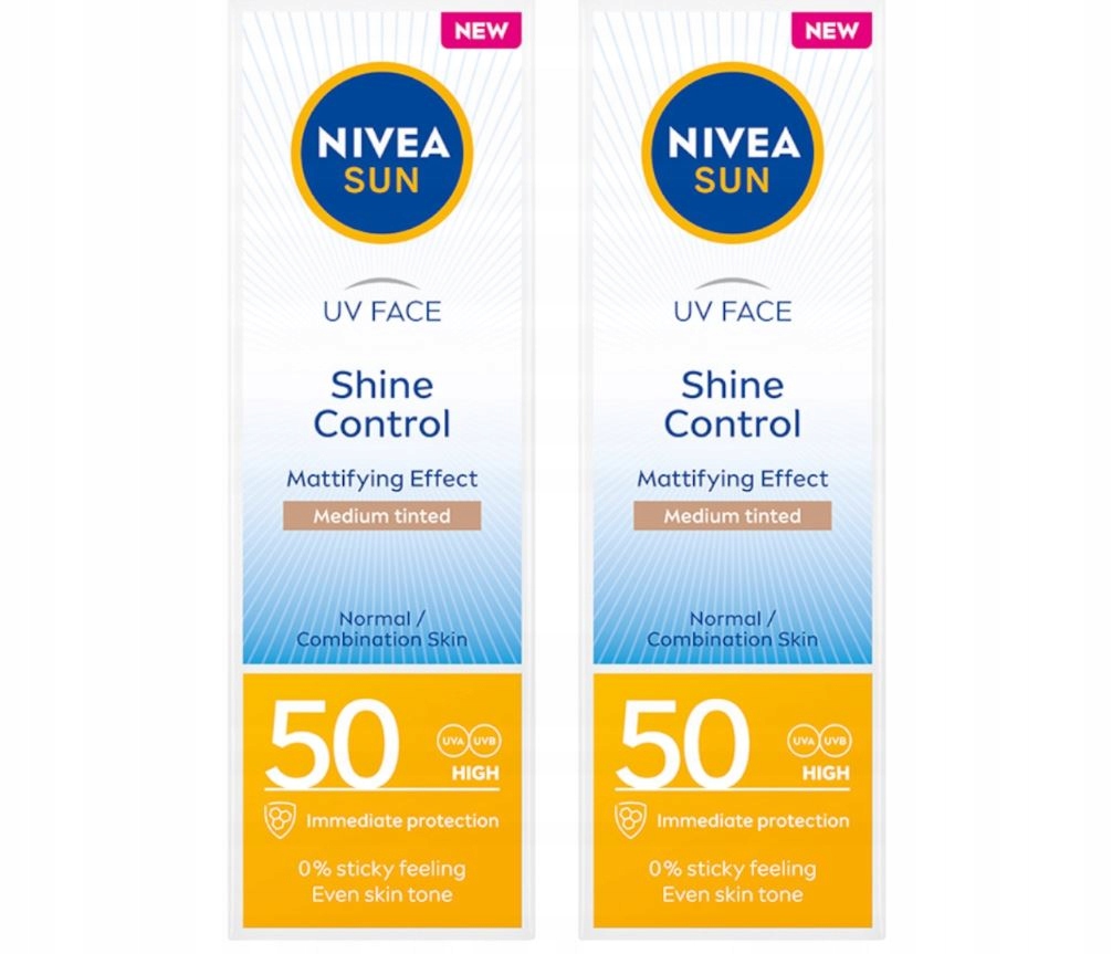 NIVEA SUN Matujący krem do twarzy z filtrem uv SPF50 matujący 50ml x 2