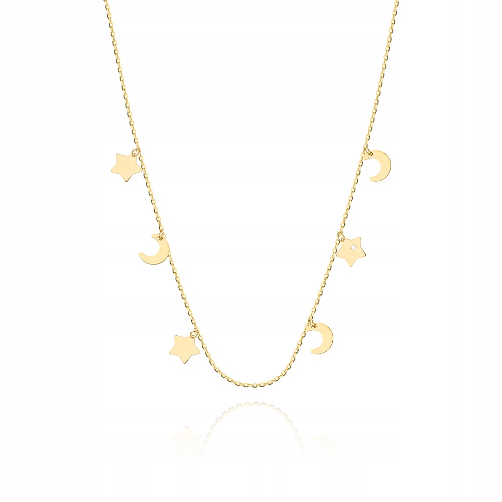 Zlatý Náhrdelník 585 Měsíc Hvězdy a Briliant
