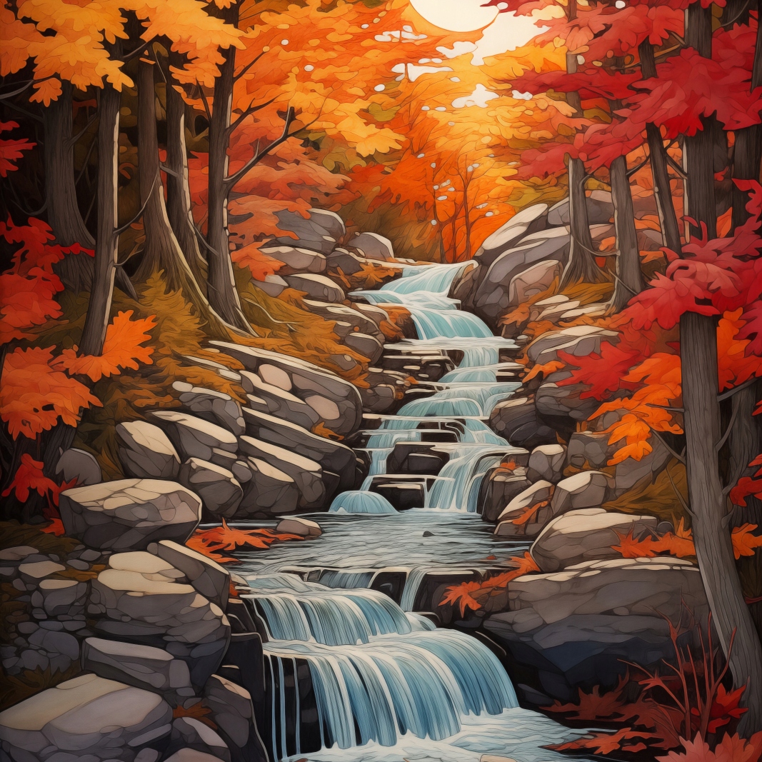 Plakát 100x100 cm Podzimní vodopády