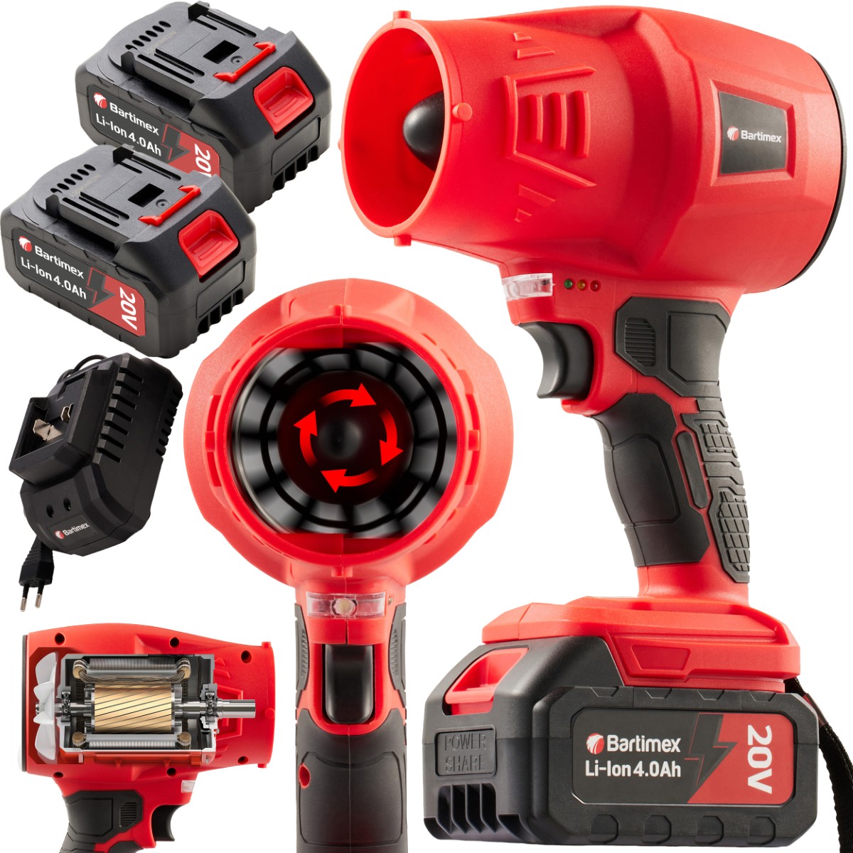 Akumulátorová ručná záhradná fúkačka 2xAKU 20V Vysoko Výkonná Turbo Jet