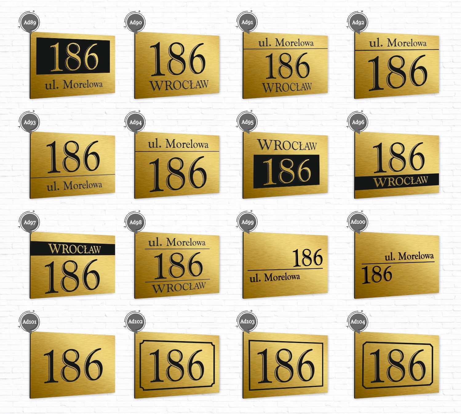 Tabliczka ADRESOWA ALUMINIOWA ZŁOTA NUMER DOMU 3D Grubość 3 mm