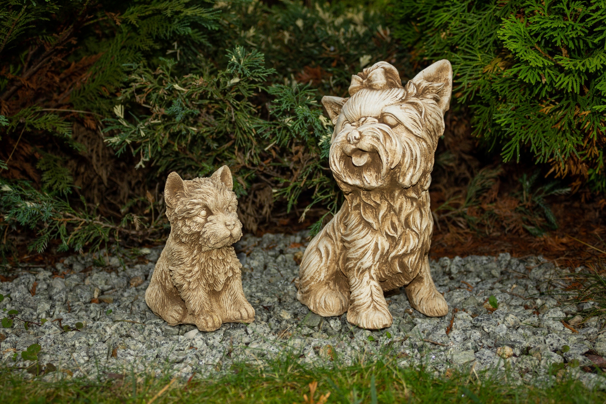 Zahradní figurky Betonové figurky York Pejsci Yorki z Betonu, ozdoby sochy