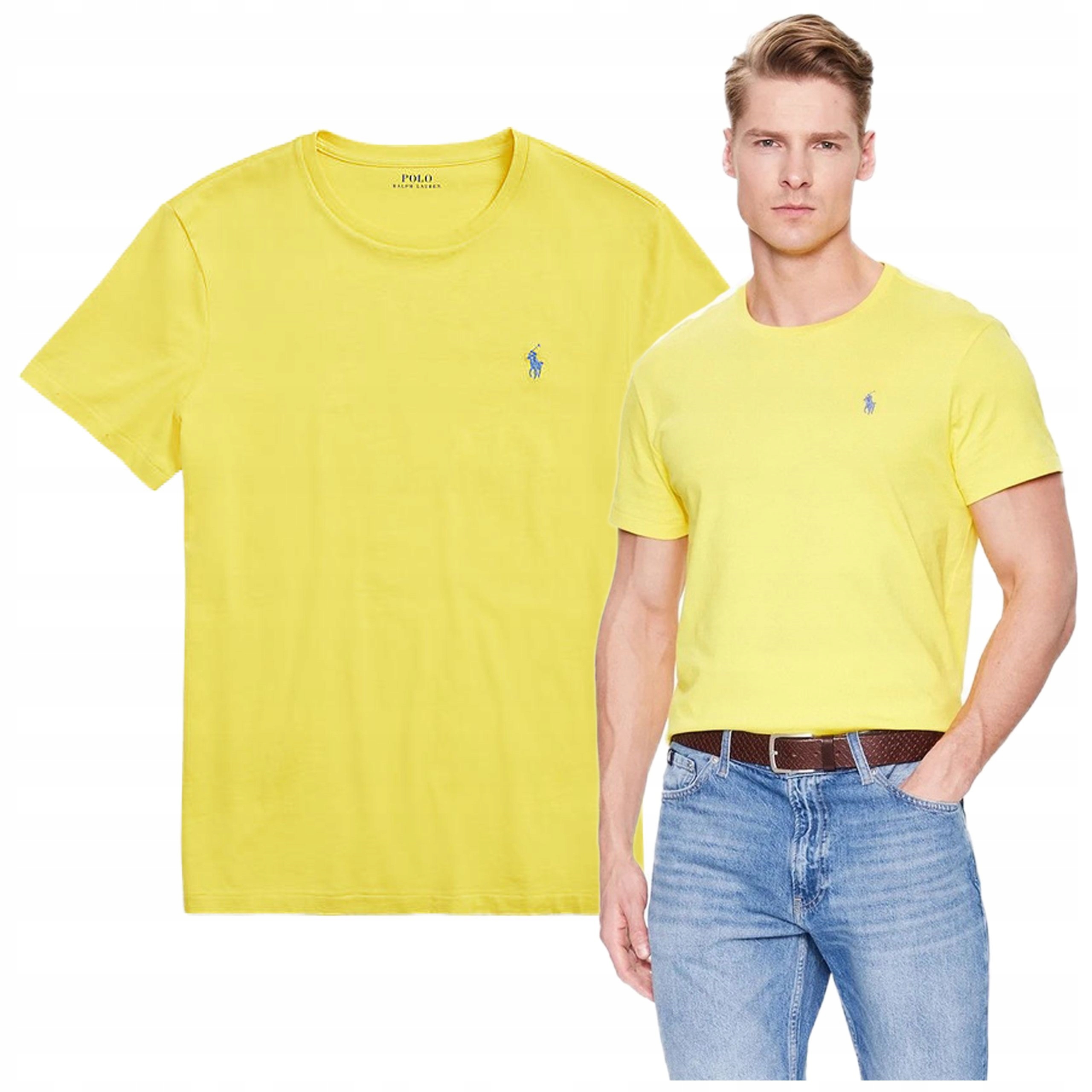 Pánske tričko polo ralph lauren Bavlnené pánske tričko žlté PREMIUM
