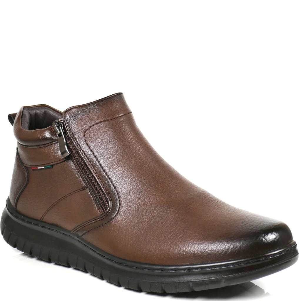 Hnědé Pánské Zimní Boty Se Dvěma Zipy, Pohodlné, Teplé Až Ke Kotníkům, Regulace 41