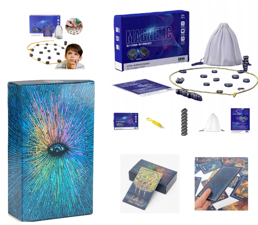 ZESTAW KLASYCZNYCH RIDER WAITE KART TAROTA+MAGNETYCZNE KAMIENIE SZACHY