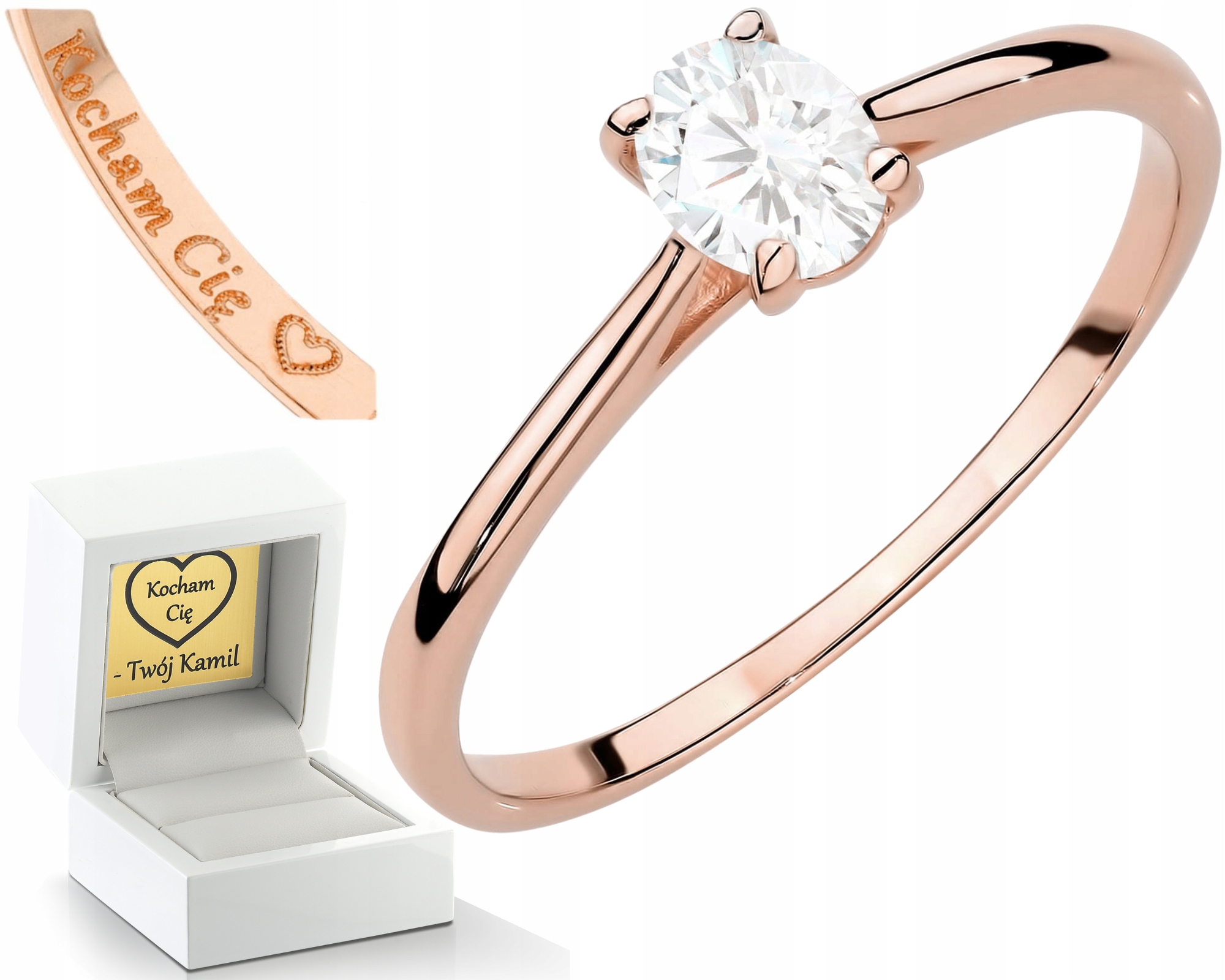 Růžové Zlato Prstýnek Laboratorní Briliant Klasika Drť 585 Dárek