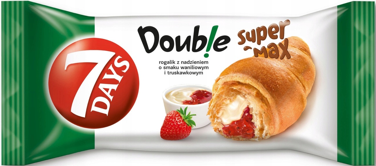 Levně 7Days Croissant Doub!e Max s vanilkovo-jahodovou náplní 110 g 20 kusů