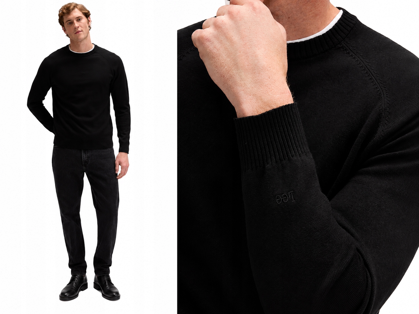 Lee pánský černý svetr Crewneck Raglan Sweater Black L