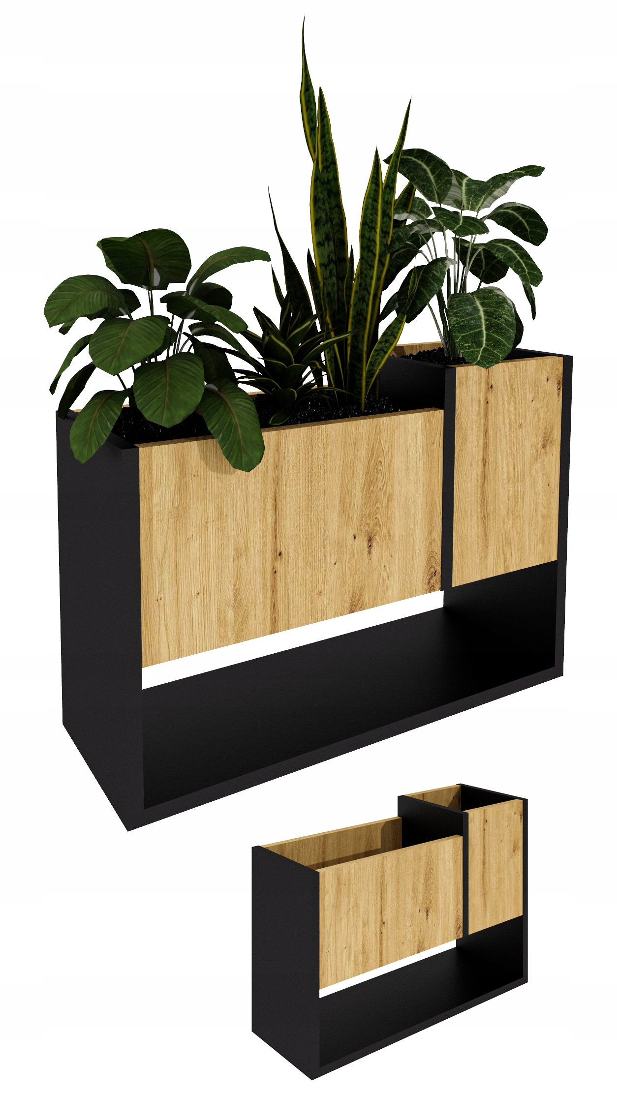 Stojanový květináč, dřevěný loftový květináč Dub Artisan 45x64,5x22,6