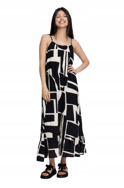 Vero Moda Černobílá Šaty S Volánem Ve Spodní Části L Jpa