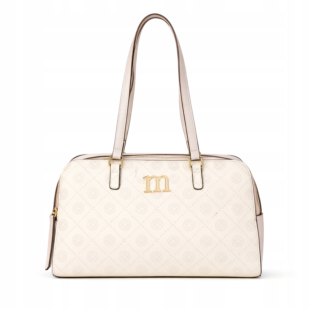 Monnari Dámská kabelka Klasická Světle růžová Ecru Monogram Logo Premium