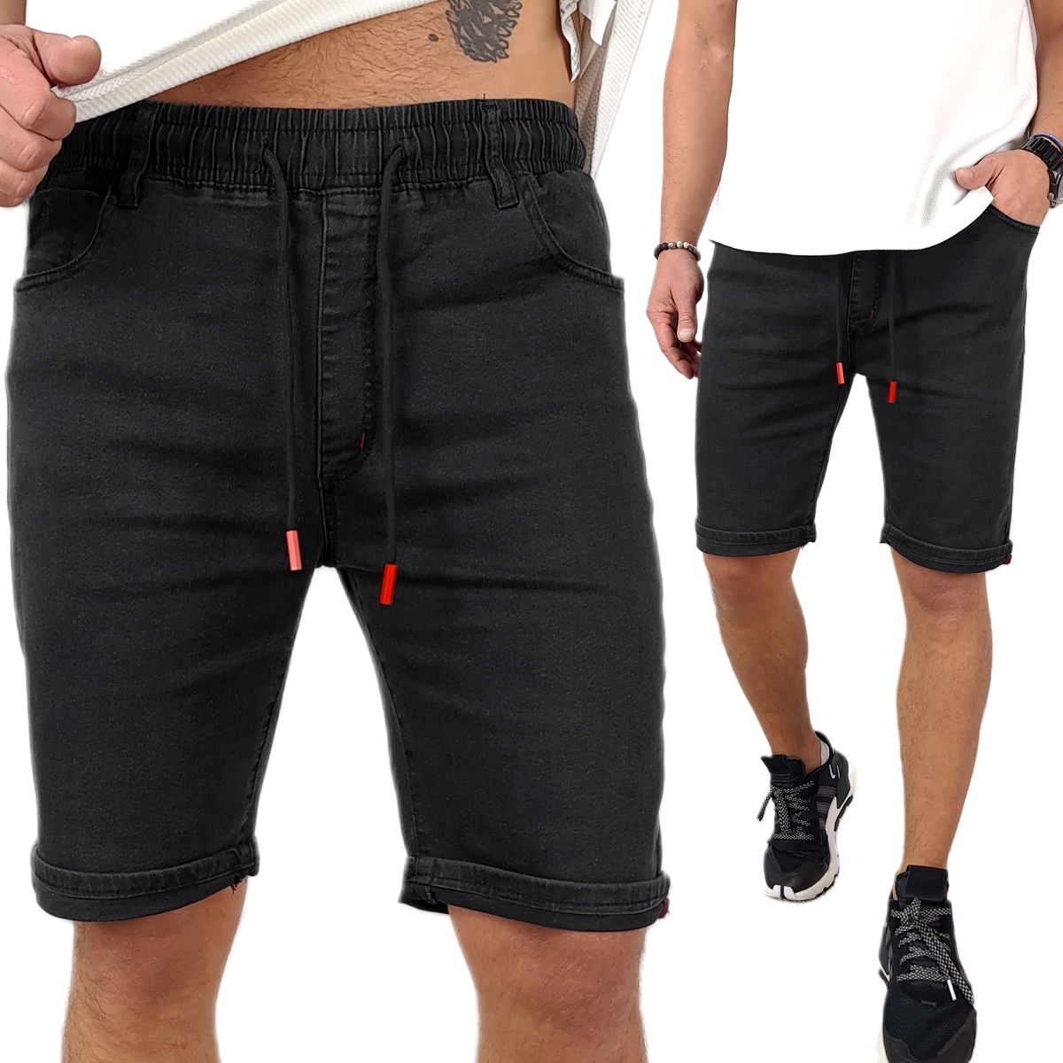 

Krótkie Spodenki męskie Jeansowe z Gumką dżins XL