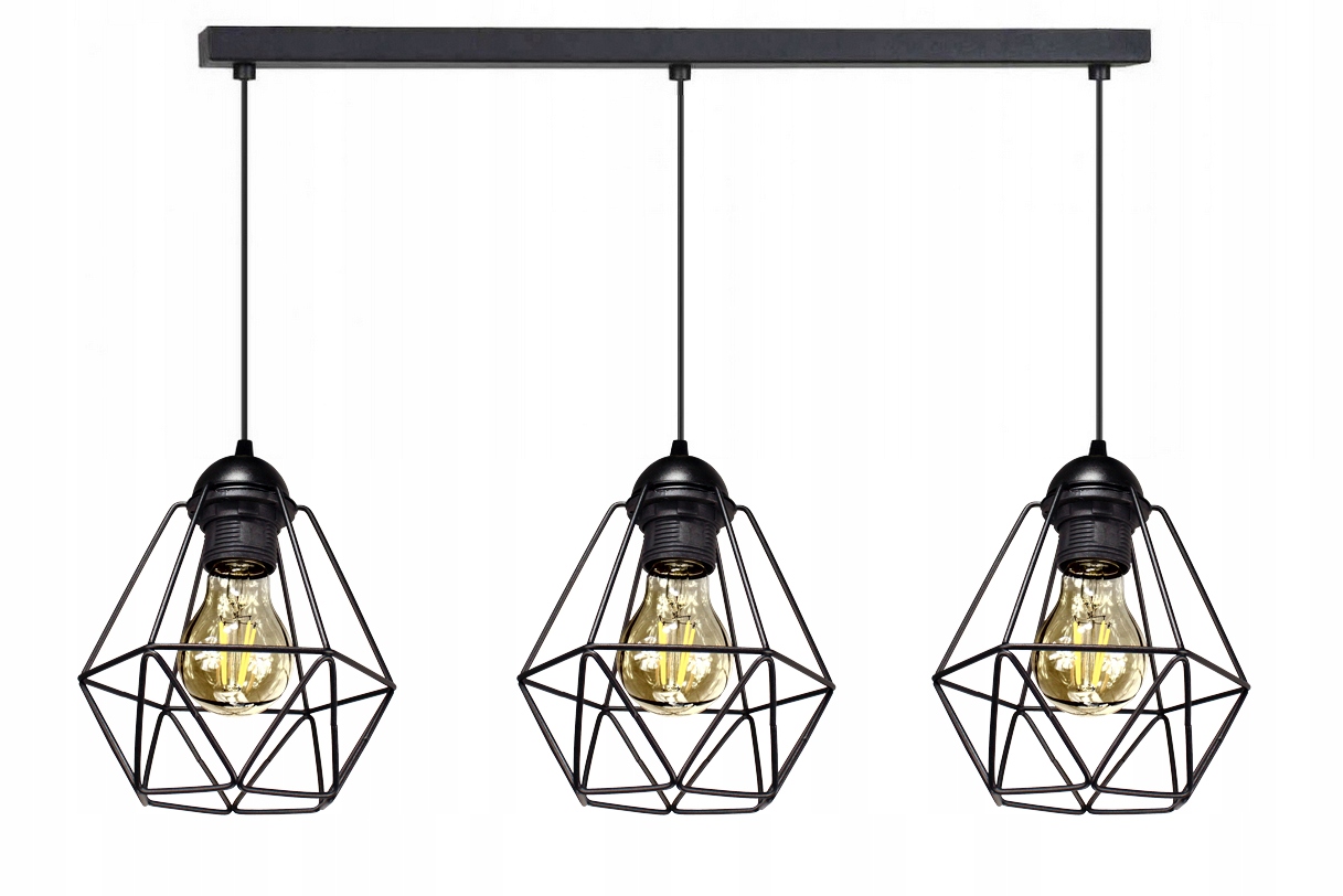 Lustr Závěsná Lampa Diamant 3 Černá lze Led