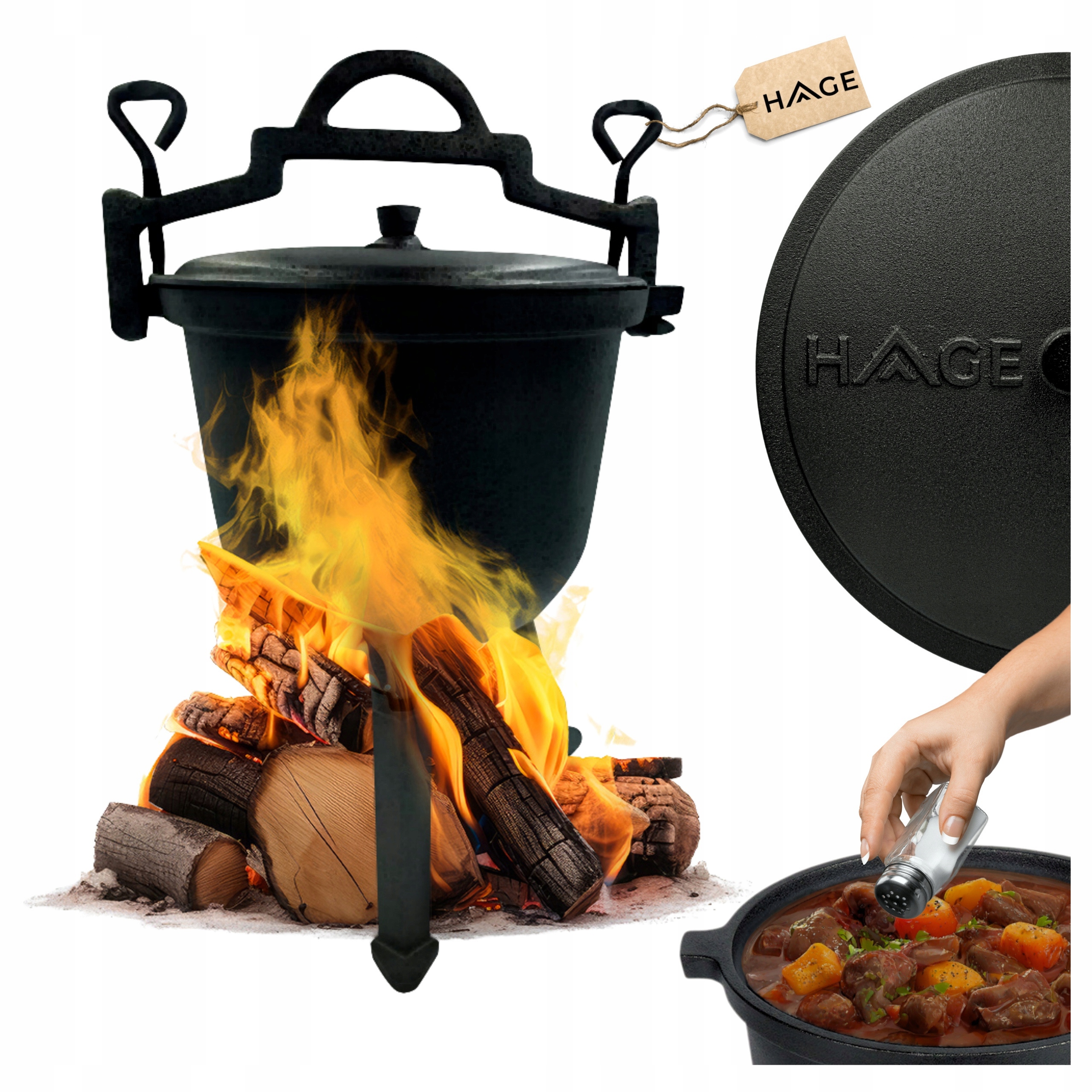 Litinový Kotlík Lovecký Hrnec Maďarský Pečeně 10 L Na Oheň Gril