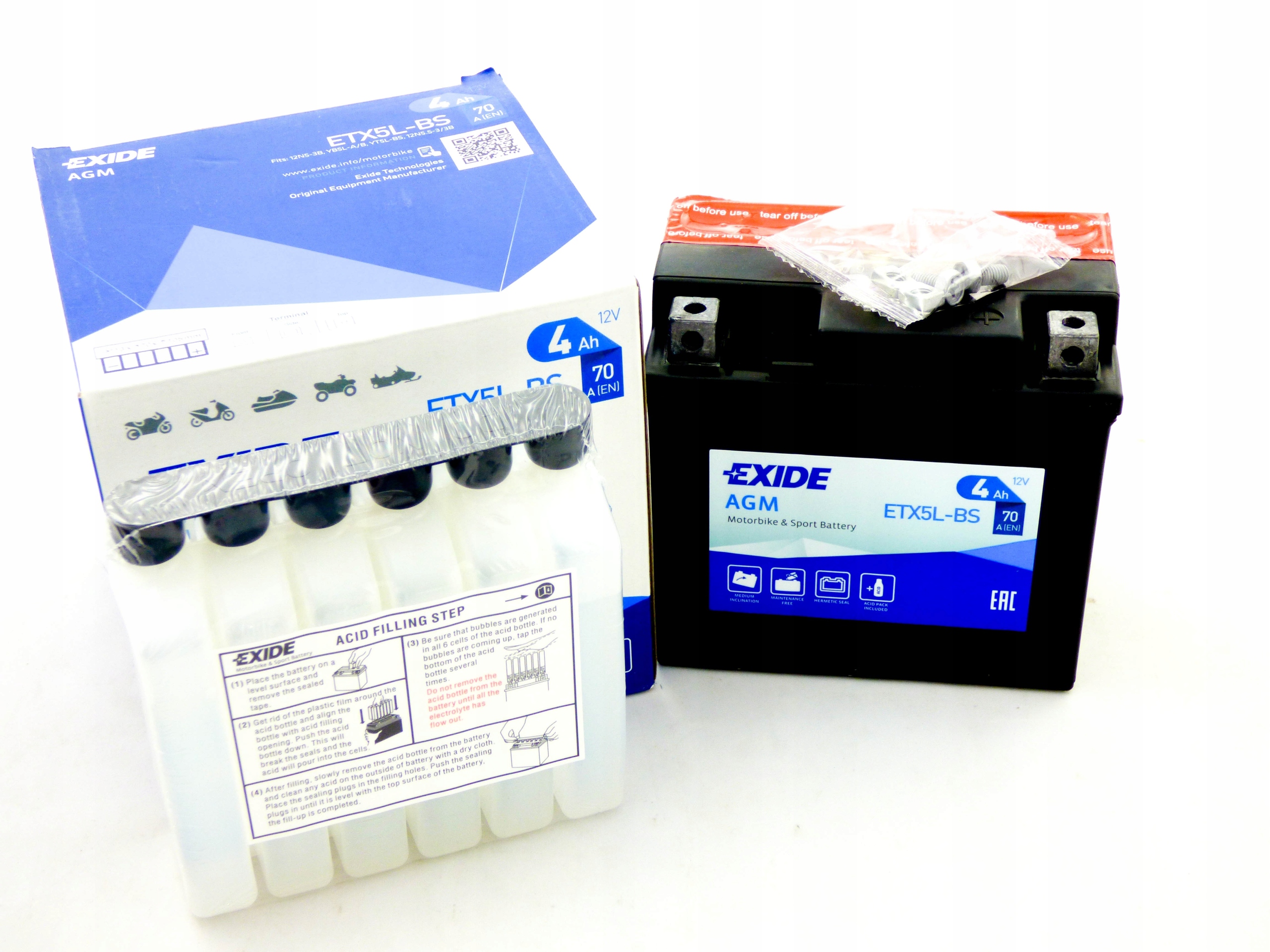 AKUMULATOR EXIDE 12V 4AH 70A P+ AGM ETX5L-BS