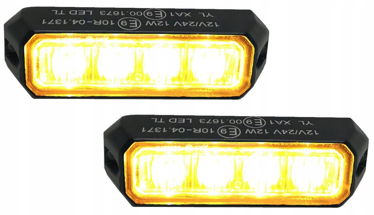 Sada 2x blesková výstražná lampa 4 Led stroboskop autopřepravník gril 12V 24V