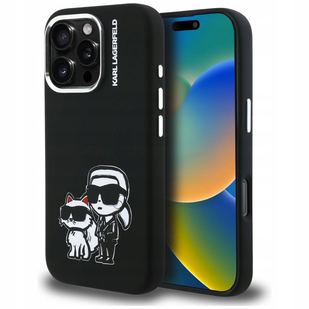 Silikonový Pouzdro Karl Lagerfeld Karl&Choupette Sketch MagSafe pro iPhone 16 Pro