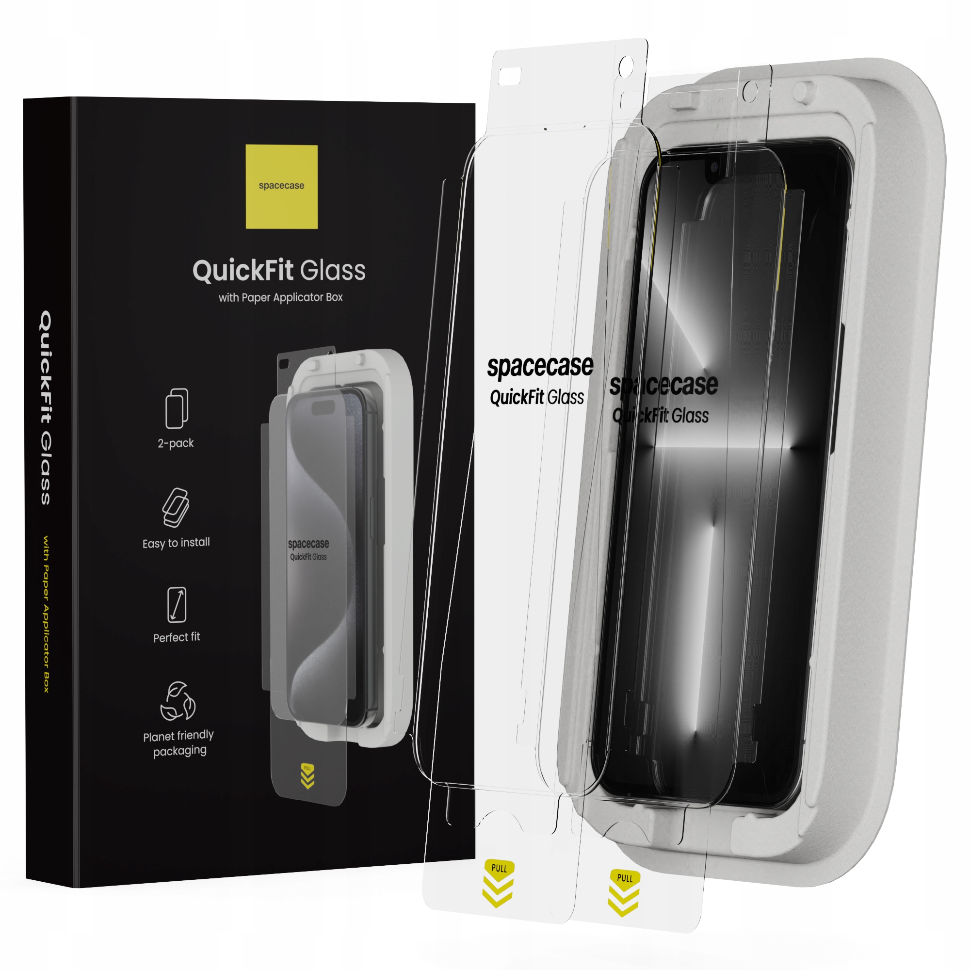 Szkło Do Iphone 13 /13 PRO/14/16E/17E Z Aplikatorem Quickfit 2 Sztuki