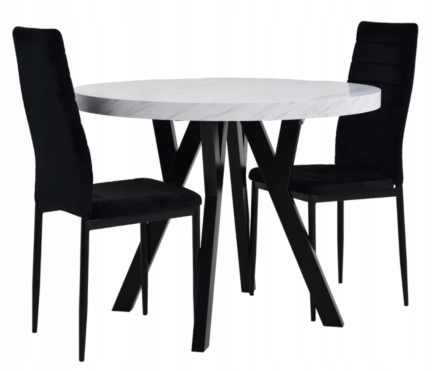 ZESTAW MEBLI DO JADALNI, SALONU MARMUR I CZERŃ Kolor korpusu krzesła czarny
