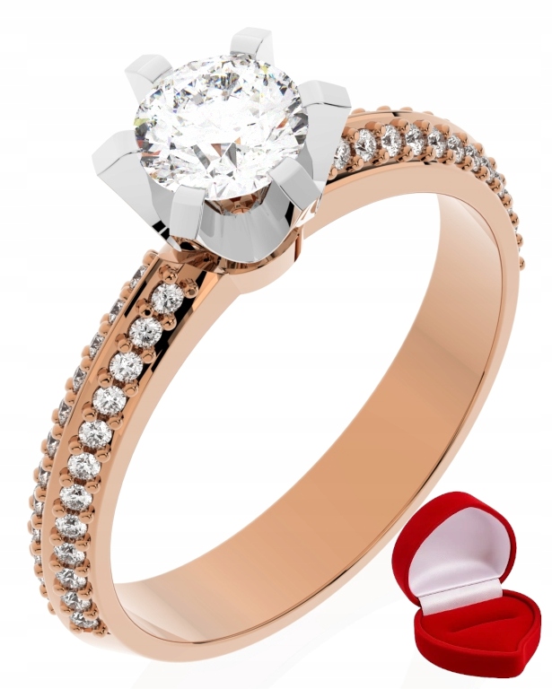 Zlatý Prstýnek 585 14k Brylant Lab 0,50 ct Růžové Zlato R19