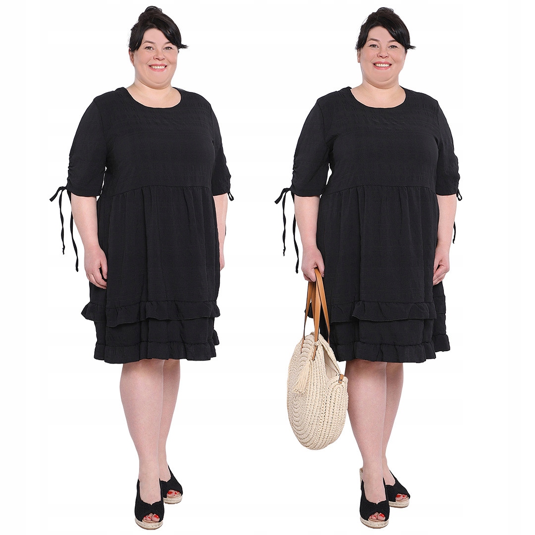 Černá šaty se zavazovacími rukávy 50/52