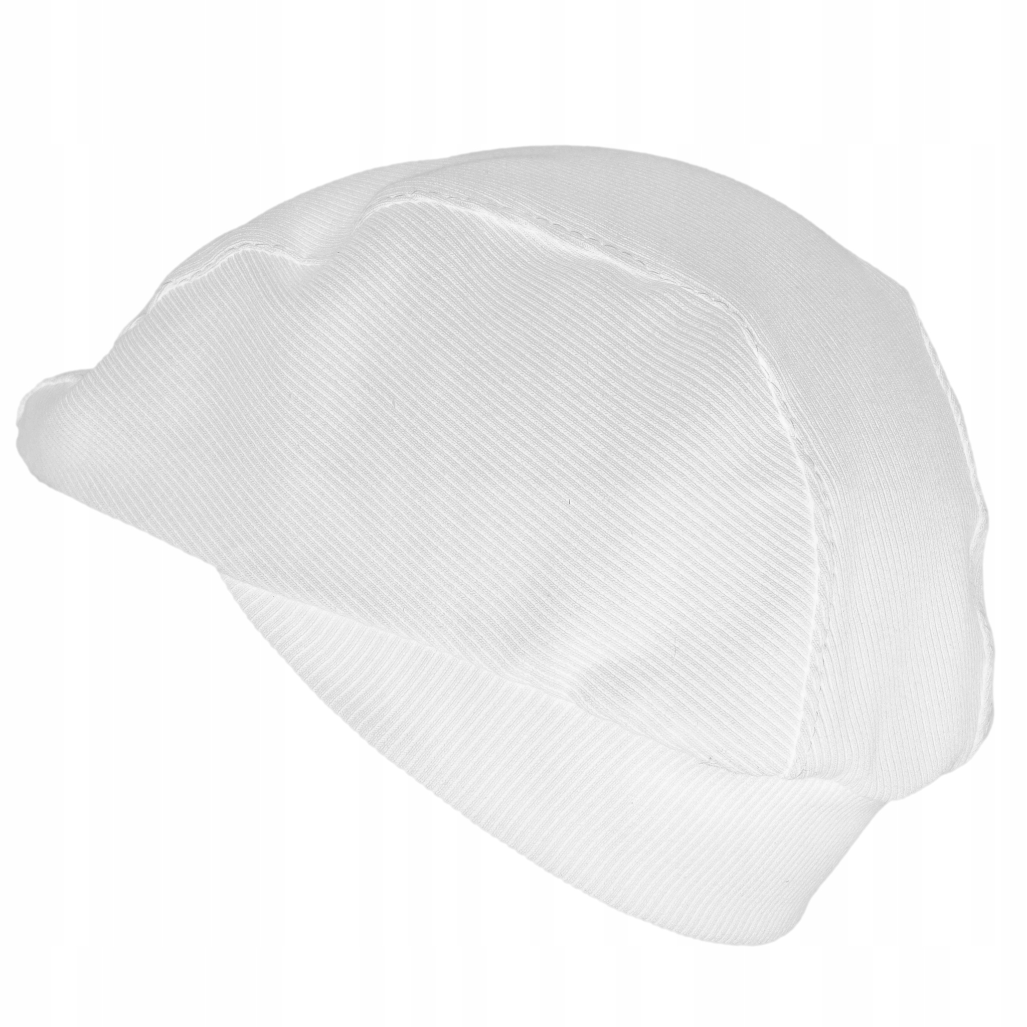 48-50 Kaszkiet chłopięcy Bawełna prążek Jednowarstwowy Biały Wiosenny Letni Marka Inna marka