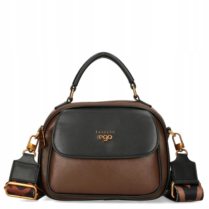 Dámská kabelka Ego Malá dvoukomorová čokoládová buchta s 2 proužky, ekokůže