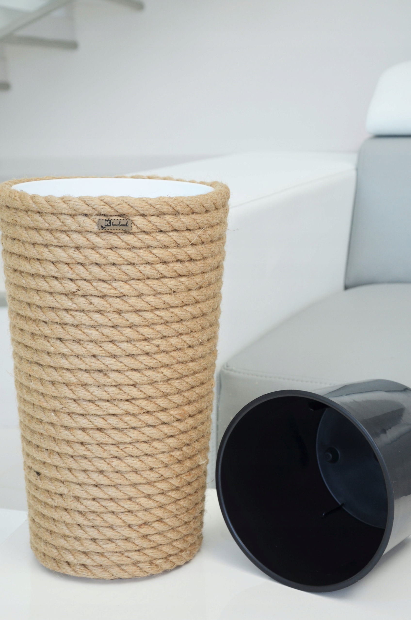 

28 Osłonka Boho plecione ze sznurka doniczka Etno