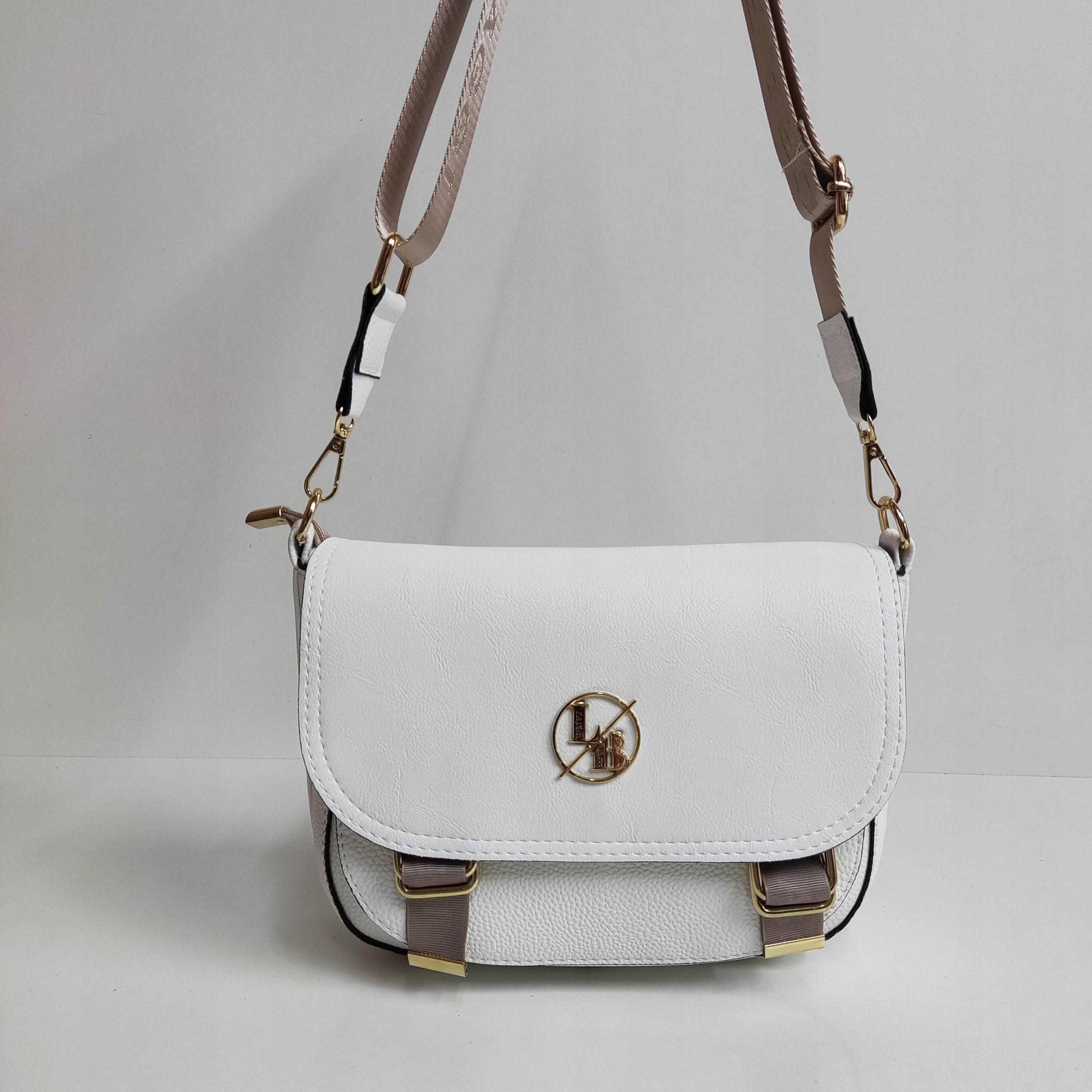 Torebka listonoszka Laura Biaggi Torba na ramię biała z klapą Cechy dodatkowe kieszonka na telefon