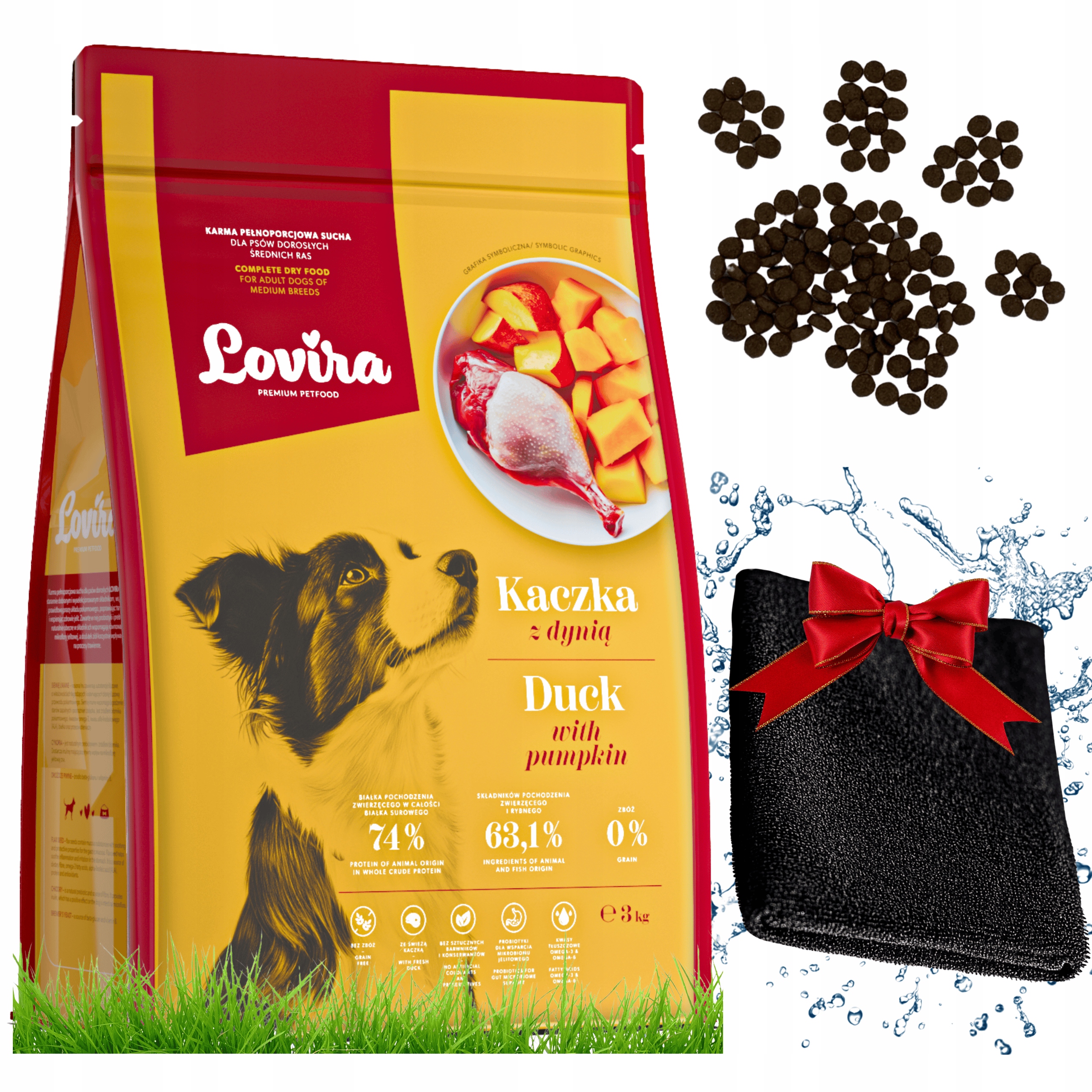 Suché Krmivo pro psa Kachna bez obilovin Dárek Ručník pro psa Mikrofibra