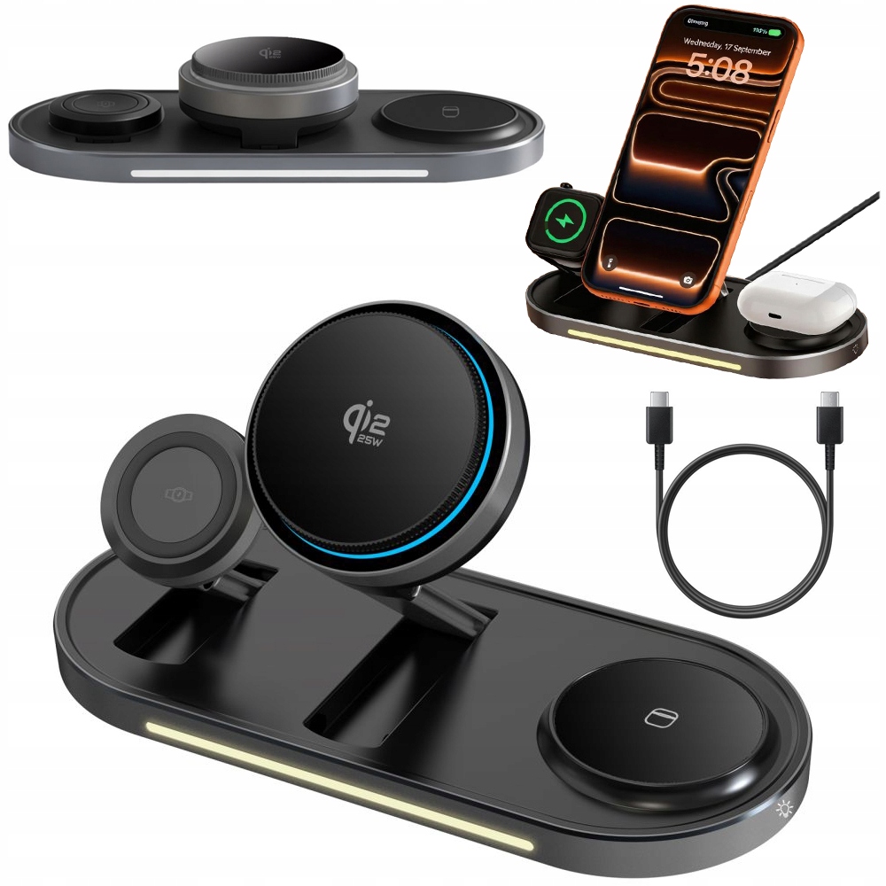 Qi2 25W Skladacia Nabíjačka Aktívne chladenie pre iPhone Watch