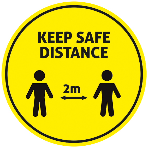 NAKLEJKA NA PODŁOGĘ 30 cm KEEP SAFE DISTANCE