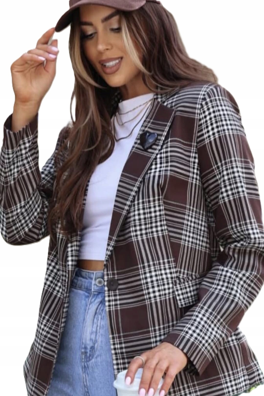 Sako s mřížkou hnědá Bb 42/XL