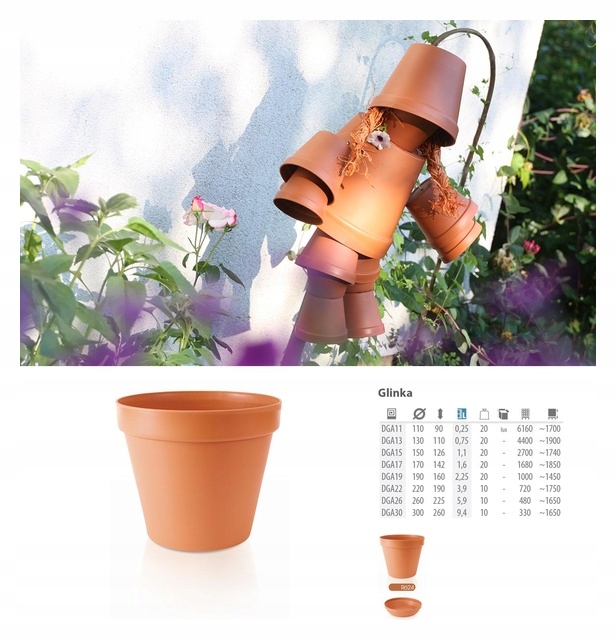 Doniczka Glinka fi 110mm terakota Prosperplast Długość 11 cm