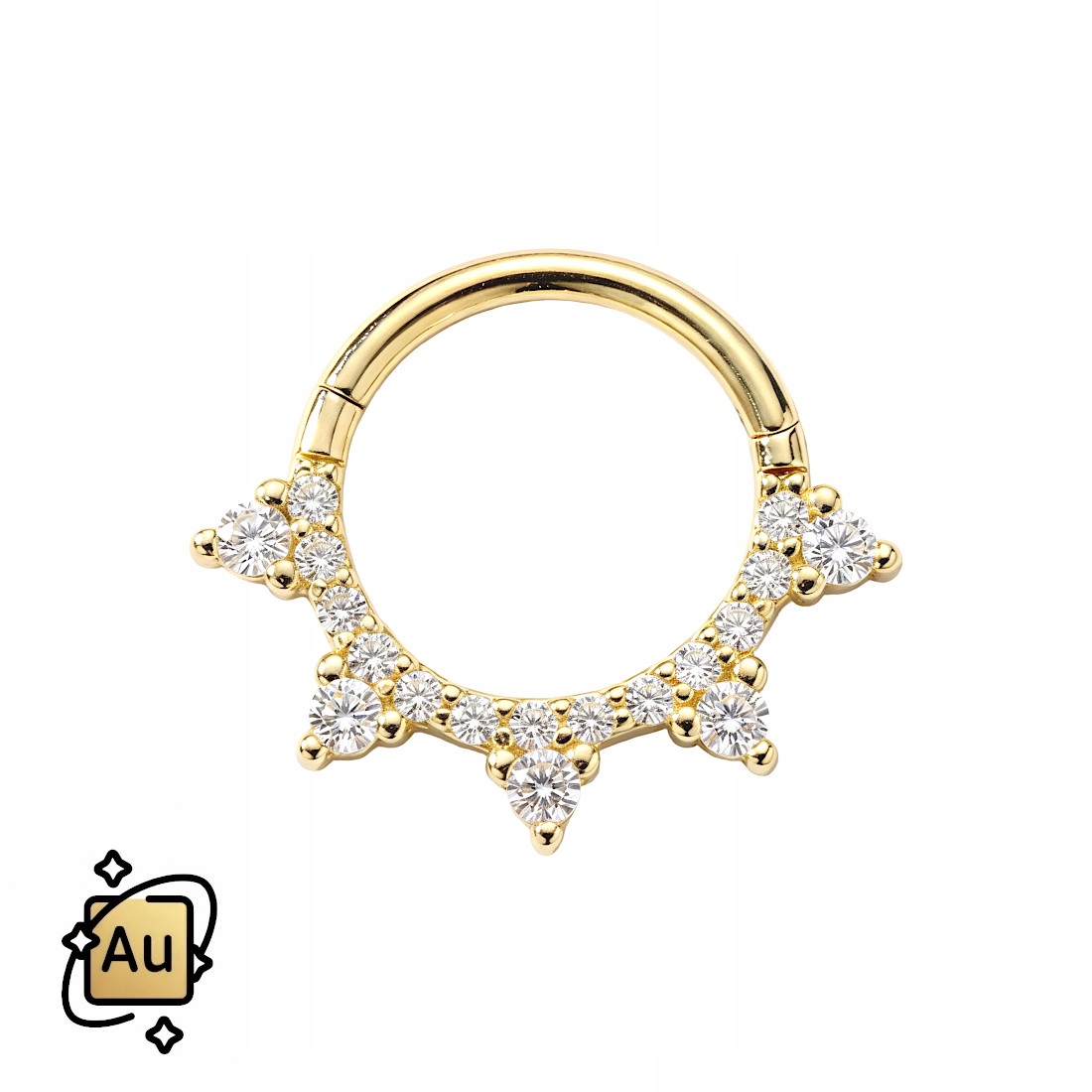 Zlatý ozdobný Clicker 14K Au kroužek ze zlata pr. 585 1,2/8 mm Koruna