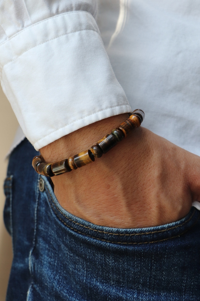 Pánský náramek tygří oko 20 cm