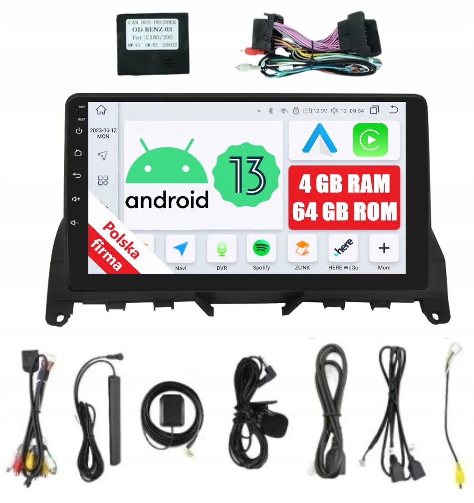 Rádio 2DIN Navigácia Android Mercedes C W204 S204 Carplay Dsp 4/64 Gb Lte