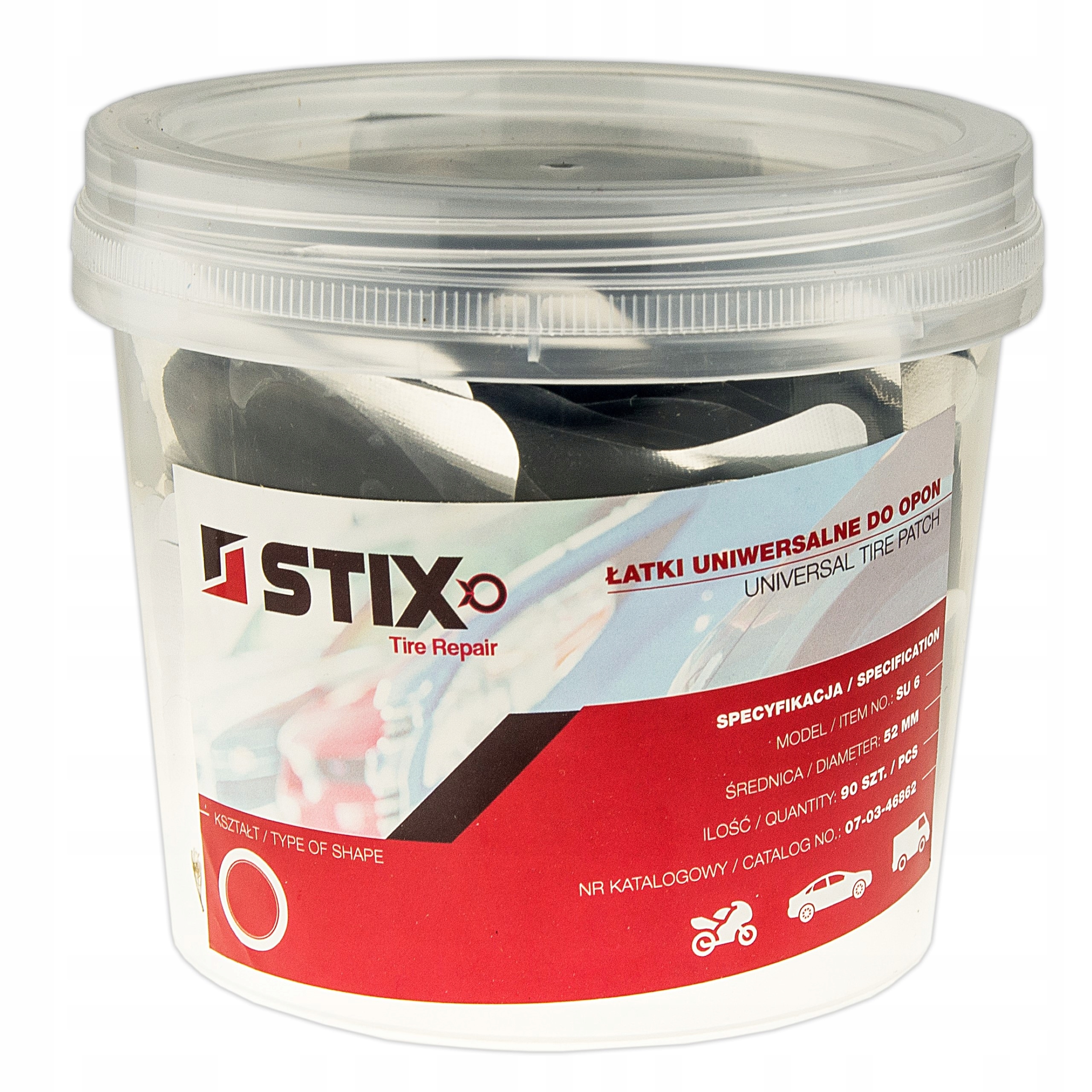 ŁATKA ŁATKI UNIWERSALNE DO NAPRAWY OPON DIAGONALNYCH 52MM STIX - 90 SZT. Marka Stix