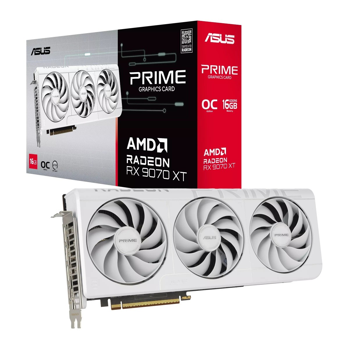 Grafická karta Radeon Rx 9070 Xt Prime Oc White 16GB GDDR6 256bit 3DP/HDMI