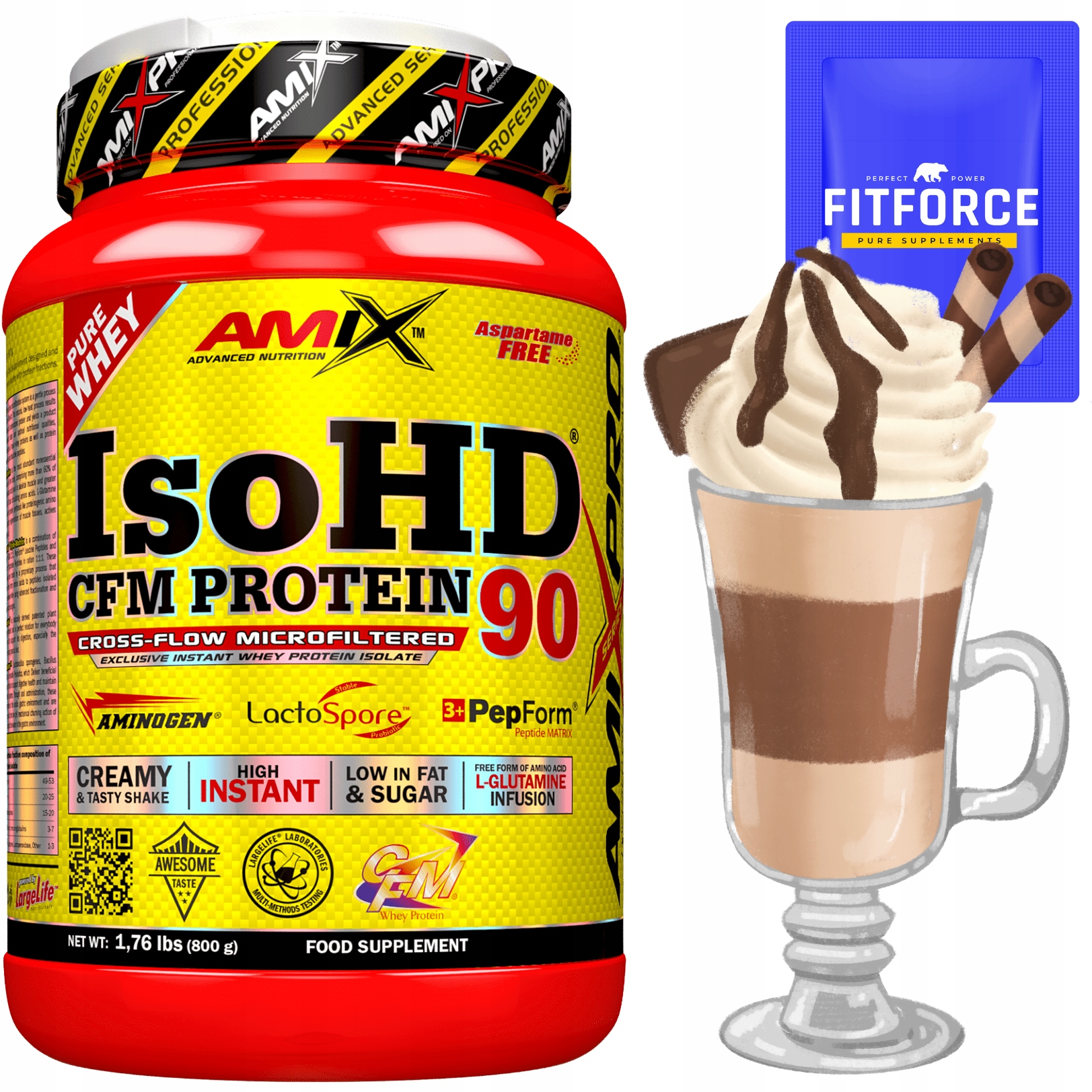 Protein Wpi Amix IsoHD 90 Cfm Protein 800 g čokoláda-caffe latte kávové keto