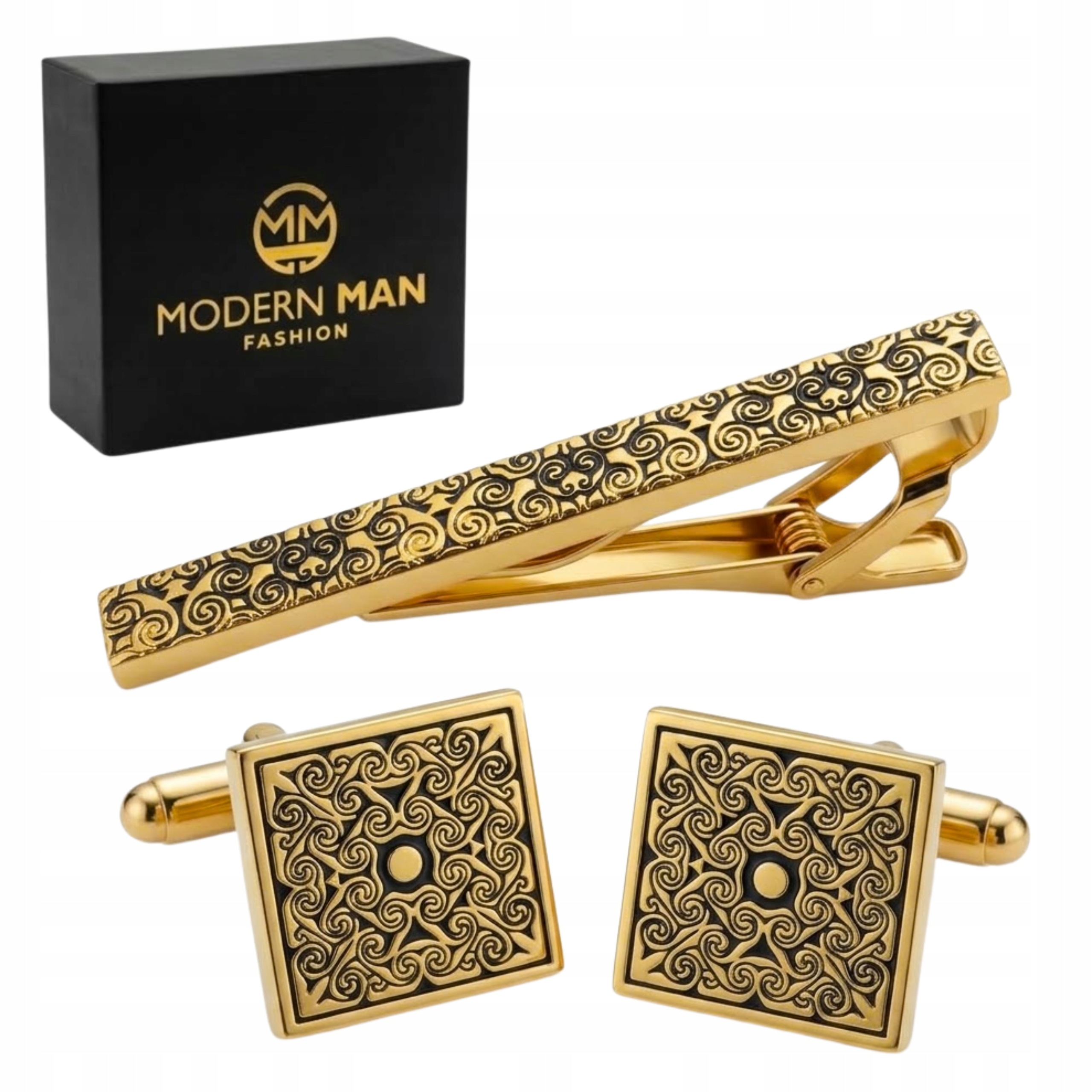 Manžetové knoflíčky a spona na kravatu v elegantní krabičce, ideální sada