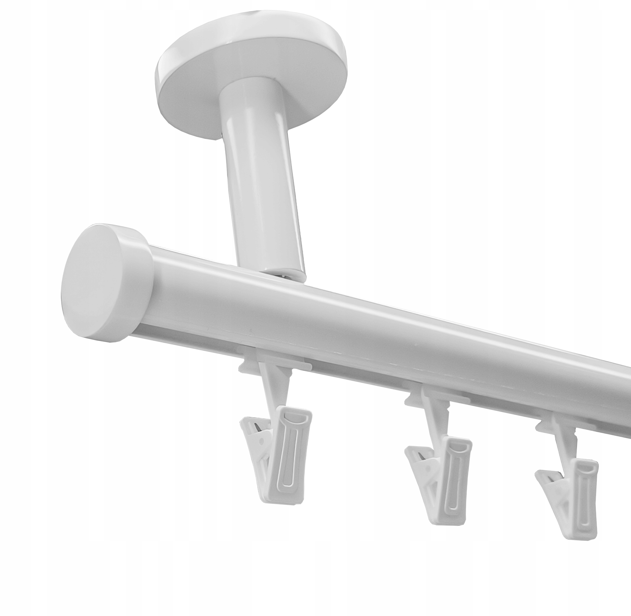 Garnýž Kolejnicový Apartmánový Alu Stropní 20 mm Bílý 180 cm žabky