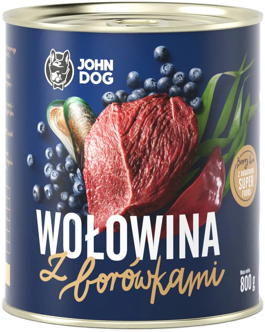Levně John Dog Berry Adult Hovězí S borůvkami 800 g