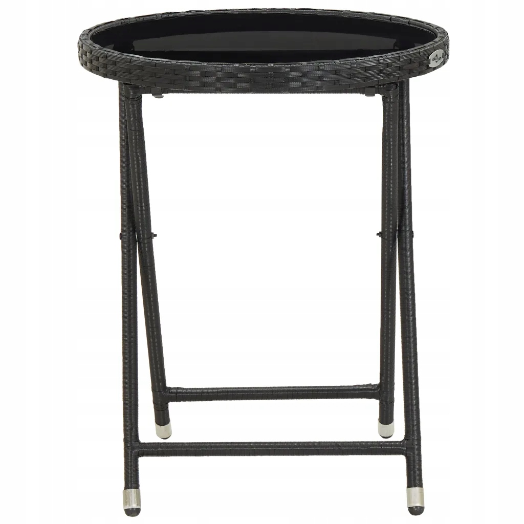 Стіл чайний, чорний, 60 см, ПЕ ротанг і скло Форма стільниці різної форми