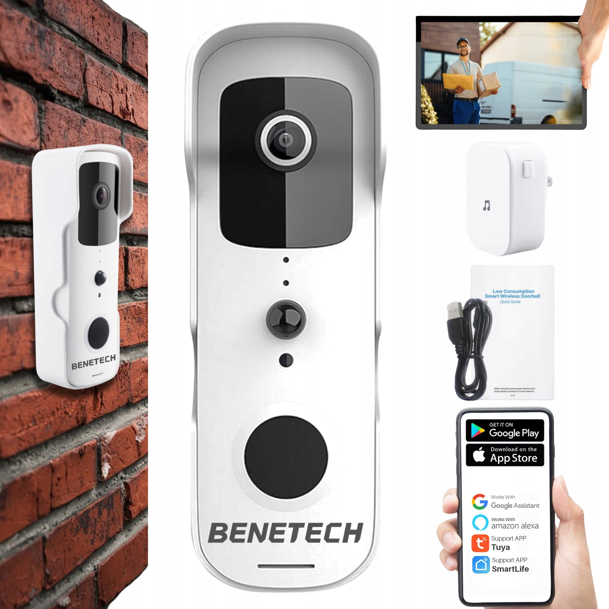 Videovrátnik Bezdrôtový Wifi S Kamerou Full Hd Zvonček Tuya Smart Home